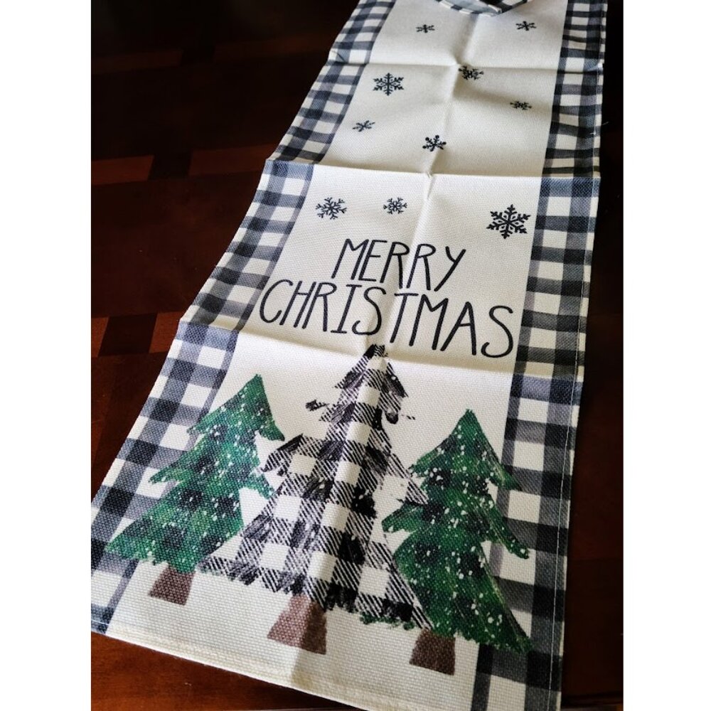 Christmas Table Runner Cottage Farmhouse Decor Buffalo Plaid Holiday Decoration